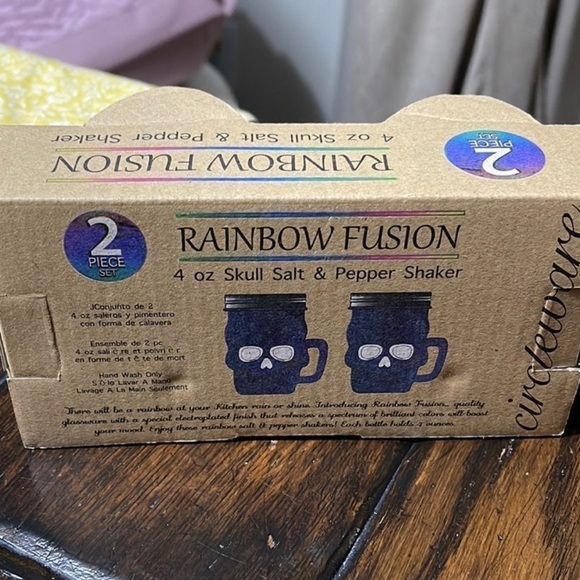 Rainbow Fusion Halloween Multi Color "Skulls" Salt & Pepper Shakers - Picture 3 of 4